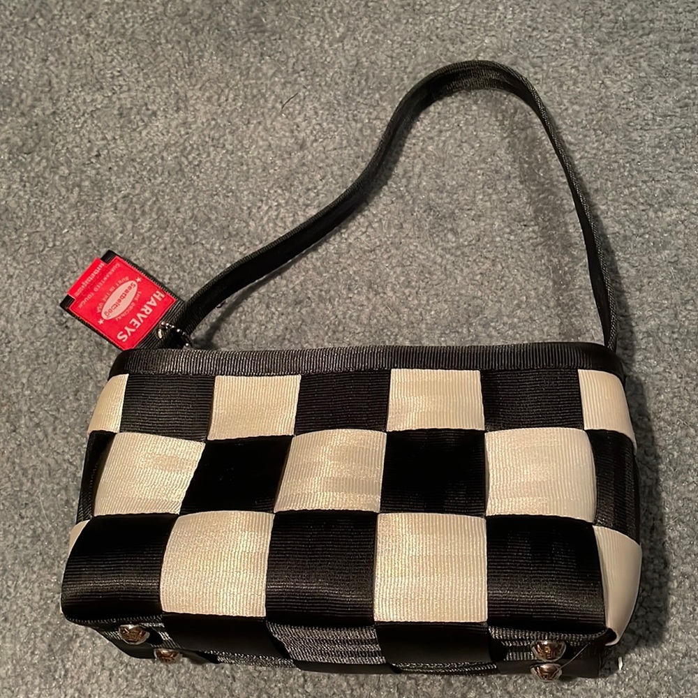 Harvey’s Baguette Tote. Black and White Checkered.